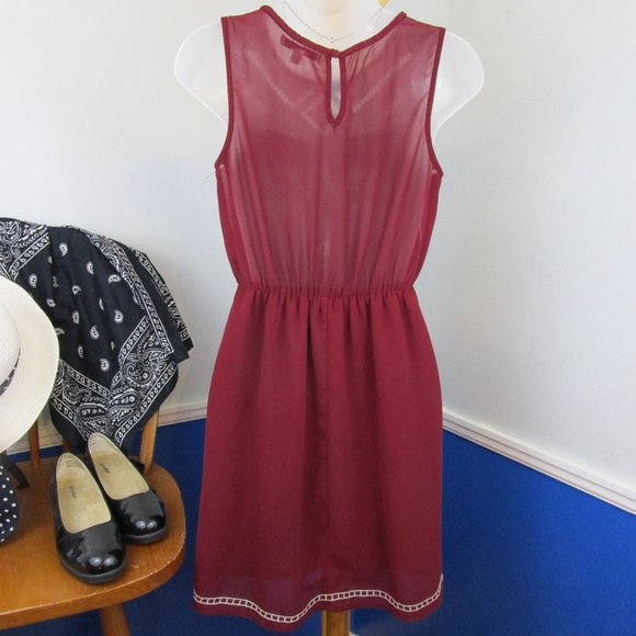 Papaya Sleeveless Maroon Embroidered Summer Dress - Picture 6 of 12